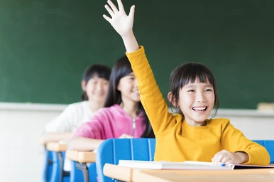 Girl Raising Hand In Primary School Tuition